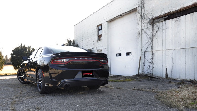 Corsa Performance Cat-Back Exhaust for 15-6 Dodge Charger SRT / Scat Pack / R/T 6.4L 14995BLK Photo - Mounted