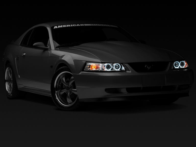 Raxiom 99-04 Ford Mustang Dual LED Halo Projector Headlights- Chrome Housing (Clear Lens) 49114 49114 Photo - Close Up