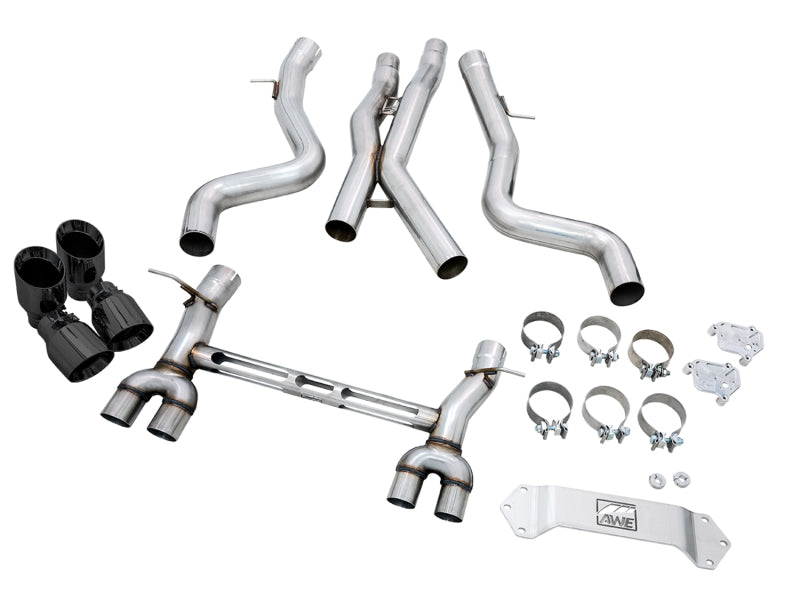 AWE Tuning BMW F8X M3/M4 Track Edition Catback Exhaust - Diamond Black Tips 3020-43087 3020-43087 Photo - out of package