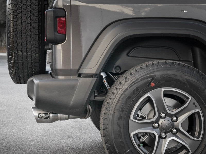 aFe Rebel Series 409 Stainless Steel Cat-Back Exhaust 18-21 Jeep Wrangler JL 2.0L (t) - Polished Tip 49-48096-P 49-48096-P Photo - Mounted