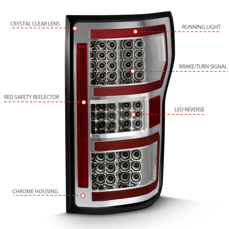 ANZO 2018-2019 Ford F-150 LED Taillight Chrome (Red Light Bar) (w/ Sequential) 311316 311316 Photo - Unmounted