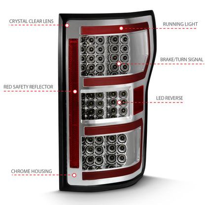 ANZO 2018-2019 Ford F-150 LED Taillight Chrome (Red Light Bar) (w/ Sequential) 311316 311316 Photo - Unmounted