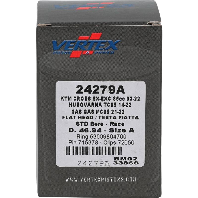 Vertex Pistons Vertex Piston 09-24 KTM 85 SX 85cc Cast Race Piston Kit 24279A 24279A Photo - Primary