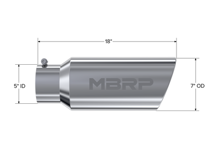 MBRP Universal Tip 7in O.D. Rolled End 5in inlet 18in length T5127 Photo - Close Up