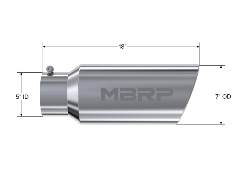 MBRP Universal Tip 7in O.D. Rolled End 5in inlet 18in length T5127 Photo - Close Up