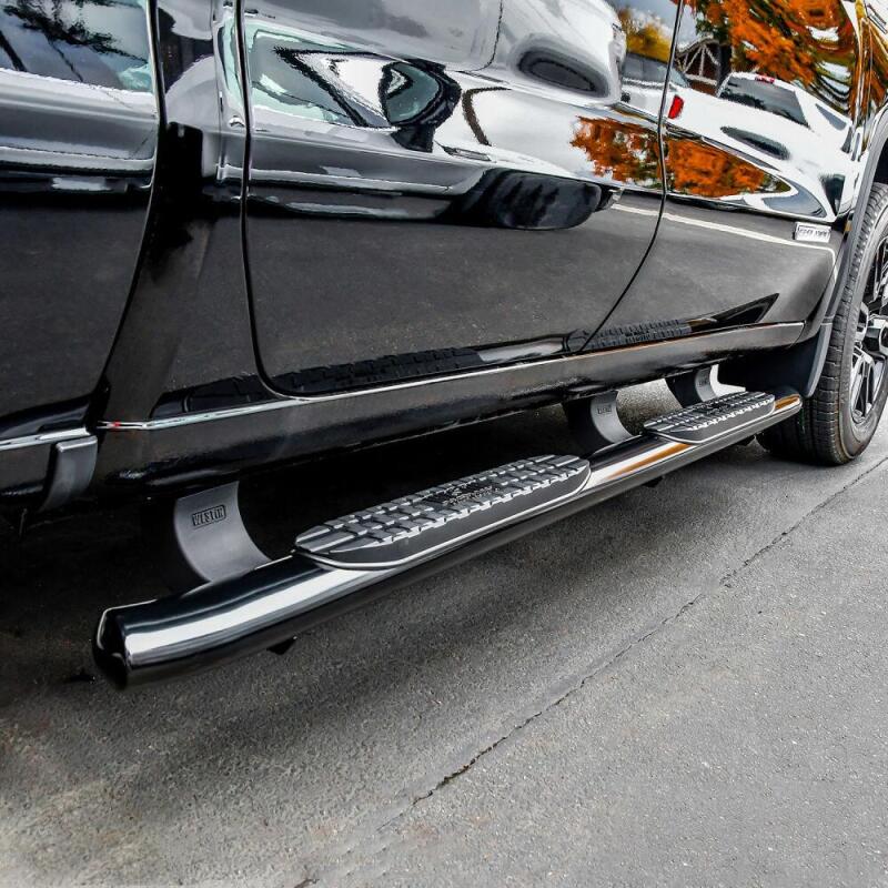 Westin 19-20 Chevrolet/GMC Silverado/Sierra 1500 Double Cab PRO TRAXX 4 Oval Nerf Step Bars - Black 21-24125 21-24125 Photo - Mounted