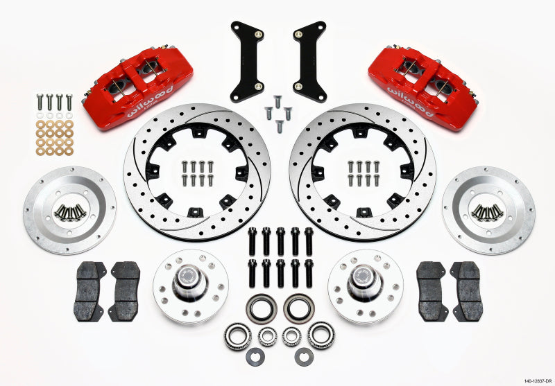Wilwood DP6A Front Hub Kit, 12.19", Drilled, Red, 79-87 GM "G" Body 140-12837-DR Photo - Primary