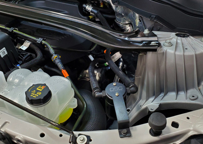 J&L 2020-2022 Ford Explorer 2.3L EcoBoost Driver Side Oil Separator 3.0 - Black Anodized 3055D-B 3055D-B Photo - Mounted