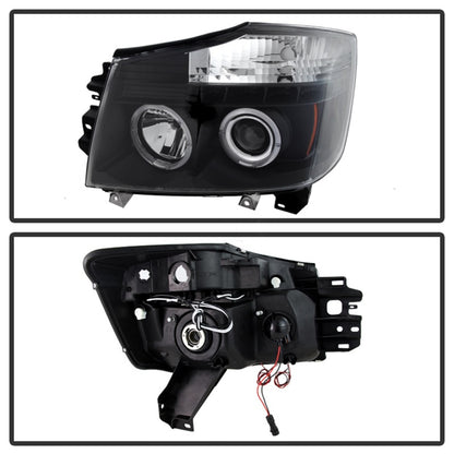 Spyder Nissan Titan 04-14/Armada 04-07 Projector Headlights LED Halo LED Blk PRO-YD-NTI04-HL-BK 5011572 5011572 Photo - Unmounted