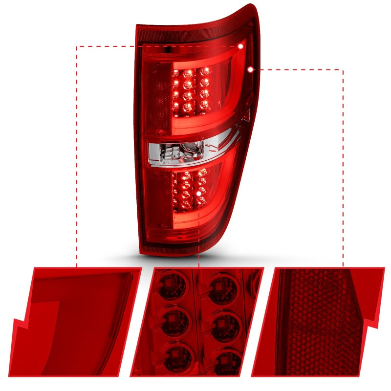 Anzo 2009-2013 Ford F-150 LED Taillights Red/Clear 311260 Photo - Unmounted