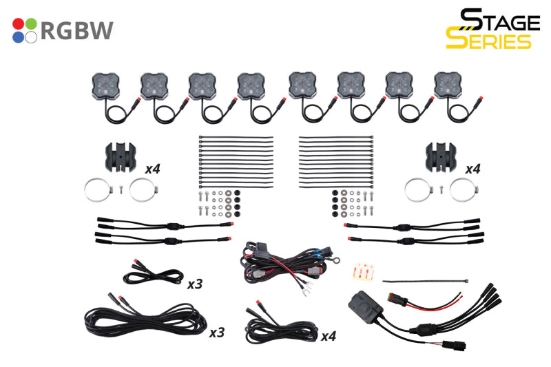 Diode Dynamics Stage Series SXS Rock Light Installer Kit - RGBW M8 w/Controller (8-pack) DD7753C DD7753C User 5