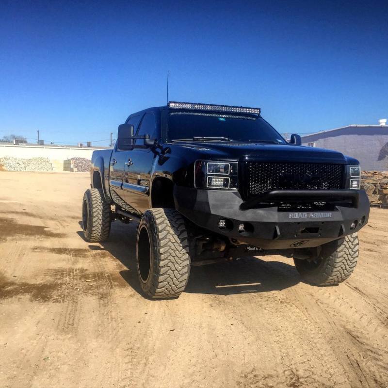 Road Armor 08-13 GMC 1500 Stealth Front Winch Bumper w/Pre-Runner Guard - Tex Blk 37604B 37604B Photo - Primary