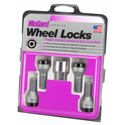McGard Wheel Lock Bolt Set - 4pk. (Cone Seat) M12X1.25 / 17mm Hex / 22.0mm Shank Length - Black 27316 27316 Photo - in package
