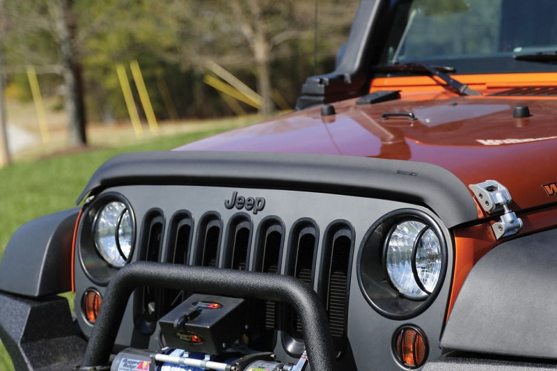 Rugged Ridge Hood Bug Deflector, Matte Black; 07-18 Jeep Wrangler JK/JKU 11348.02 Photo - Mounted