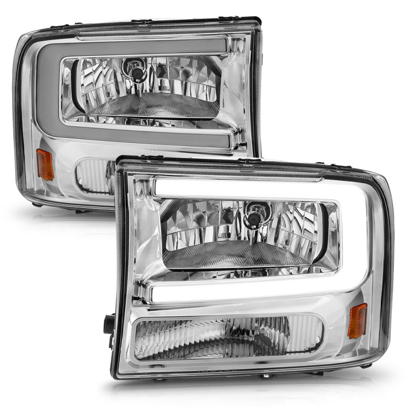 ANZO 99-04 Ford F250/F350/F450/Excursion (excl. 99) Crystal Headlights - w/ Light Bar Chrome Housing 111550 111550 Photo - Unmounted