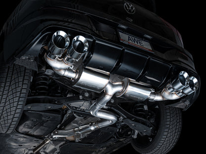 AWE Tuning AWE MK8 Volkswagen Golf R 3in Touring Edition Quad Exhaust - Chrome Silver Tips 3015-42658 3015-42658 Photo - Mounted
