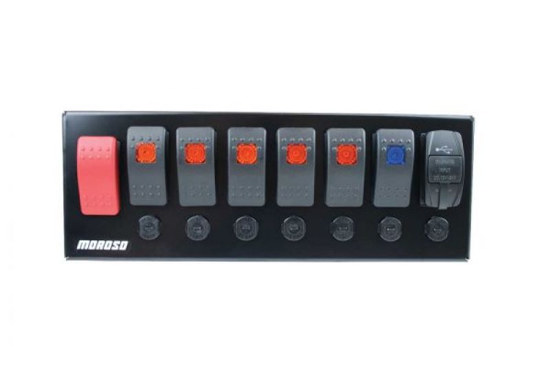 Moroso Switch Panel Rocker LED w/USB & Breakers Rollcage 74196