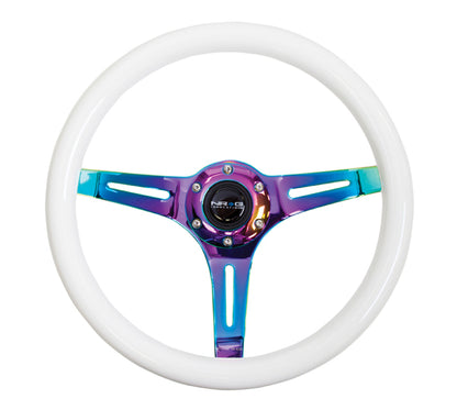 NRG Classic Wood Grain Wheel-350mm 3 Neochrome Spokes-Glow-In-Dark Grip ST-015MC-GL Photo - Primary