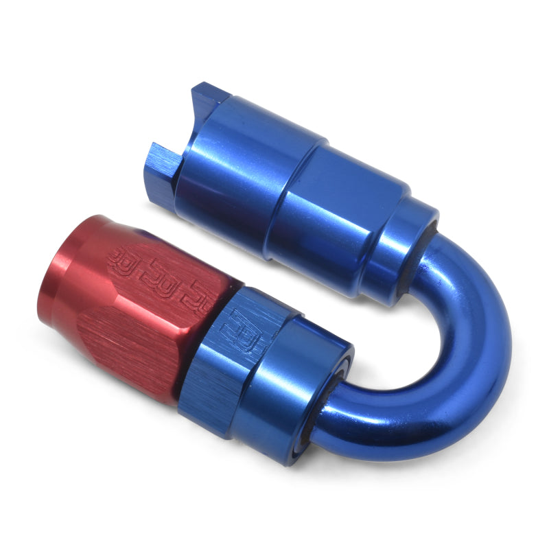 Russell Performance 3/8in SAE Quick Disc Female to -6 Hose Red/Blue 180 Degree Hose End 611230 611230 Photo - out of package
