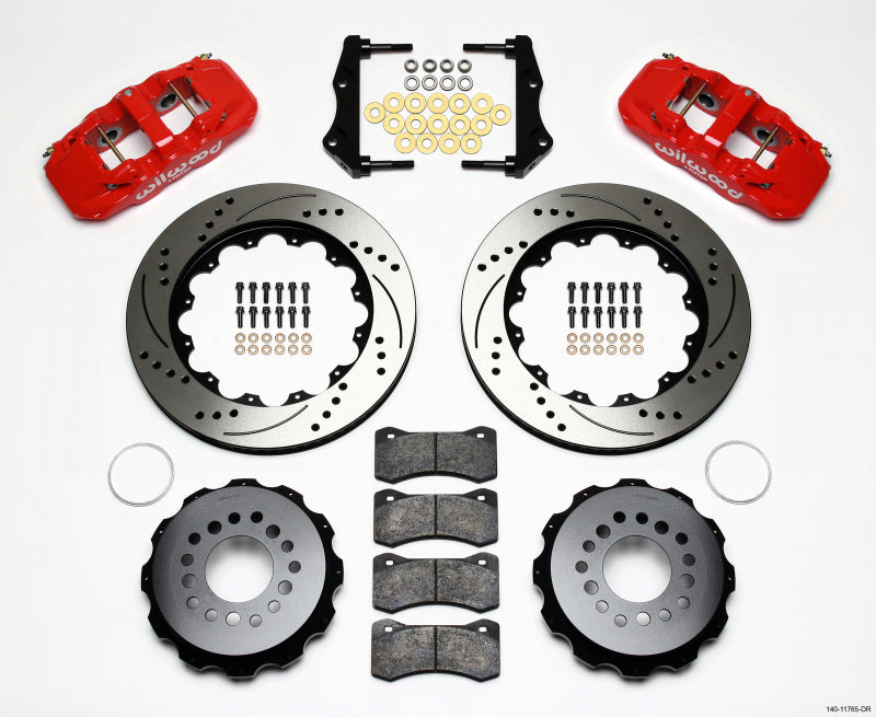Wilwood AERO4 Rear Kit 14.25in Drilled Red 2006-10 Magnum/Challngr/Chrgr/300C 140-11765-DR 140-11765-DR Photo - Primary