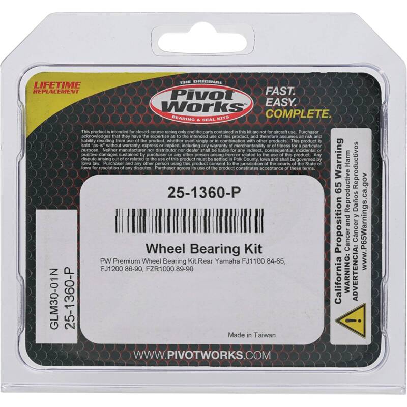 Pivot Works Yamaha Wheel Bearing Kit Premium Bearings 25-1360-P 25-1360-P Photo - Primary