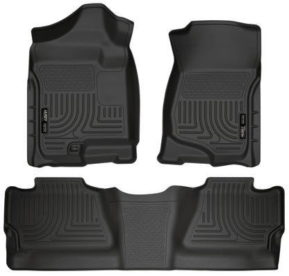 Husky Liners 07-12 Chevy Silverado/GMC Sierra Crew Cab WeatherBeater Combo Black 98201 Photo - Primary