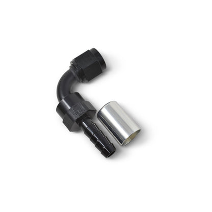 Russell -8 AN Crimp-On 90° Hose End - Clear / Black 610543 Photo - out of package