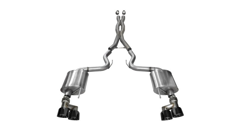 Corsa Performance 15-16 Ford Mustang GT 5.0 3in Cat Back Exhaust Black Quad Tips (Sport) 14337BLK Photo - Primary