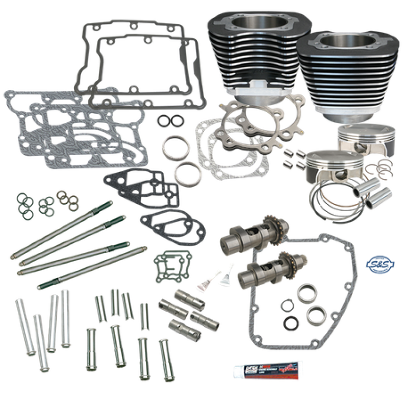 S&S Cycle 07-17 BT S&S 106in Big Bore Hot Set Up Kit w/o Cylinder Heads - Wrinkle Black 900-0354