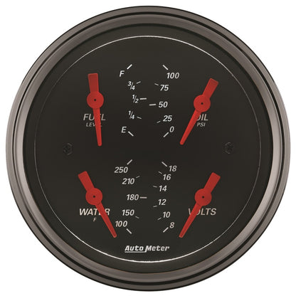 Autometer 3-3/8" Quad Gauge, 100 Psi/100-250 °F/8-18V/0-90 ?, Designer Black 1414 User 2
