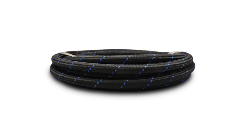 Vibrant 5ft Roll of Black Blue Nylon Braided Flex Hose AN Size: -4AN 11984B Photo - Primary