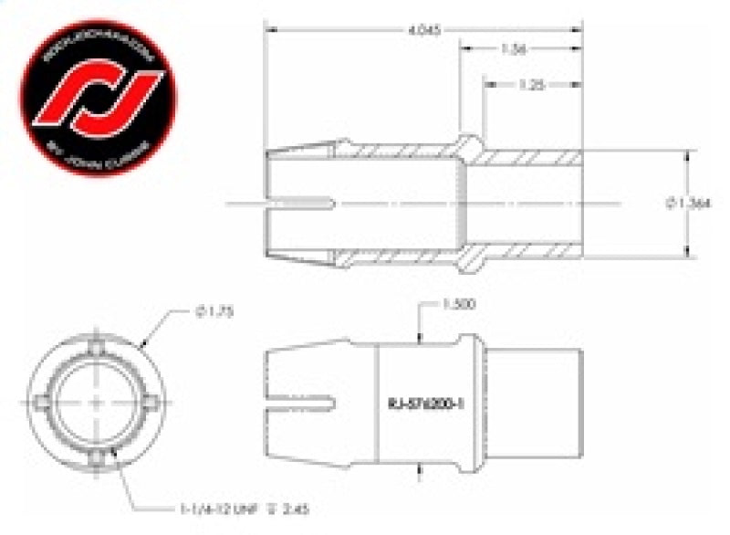 RockJock RockNut Kit Nut and Bung 1 1/4in RH Thread RJ-576200-101 RJ-576200-101 Technical Drawing