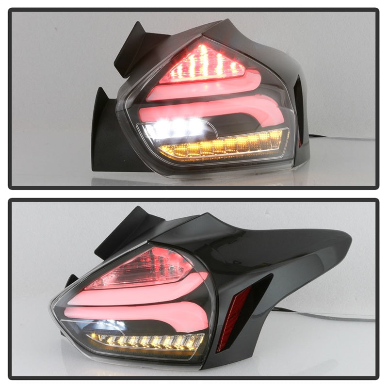 Spyder 15-17 Ford Focus Hatchback LED Tail Lights w/Indicator/Reverse - Black (ALT-YD-FF155D-LED-BK) 5085719 5085719 Photo - Unmounted