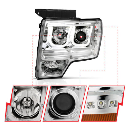 Anzo 2009-2014 Ford F-150 Projector Headlights w/ U-Bar Chrome 111264 User 3