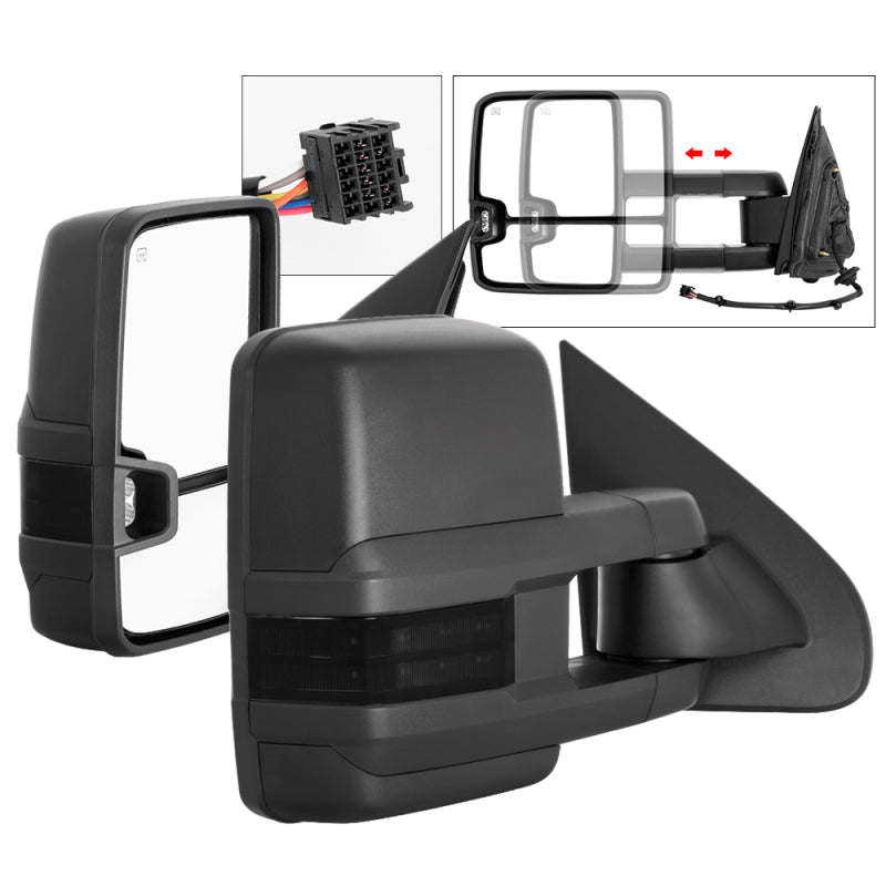 SPYDER xTune Chevy Silverado 14-16 Heated Smoke LED Signal Telescoping Mirrors MIR-CSIL14S-G2-PWH-SM-SET 9936739 9936739 Photo - Primary
