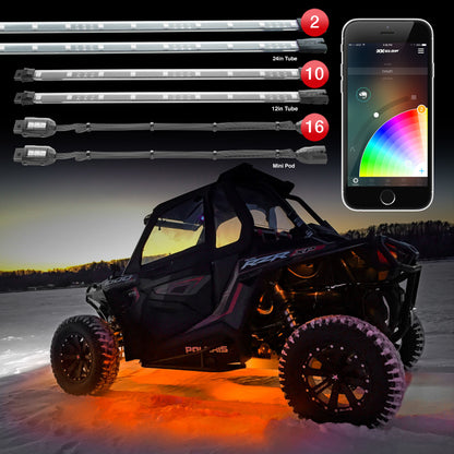 XKGLOW XK Glow Million Color XKCHROME App Controlled Offroad UTV Kit 2x24In Tube + 10x12In Tube + 16xPods XK-UTV-STA XK-UTV-STA User 1