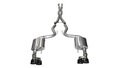 Corsa Performance Cat Back Exhaust Polish Quad Tips for 15-16 Ford Mustang GT 5.0 3in 14335BLK Photo - Primary