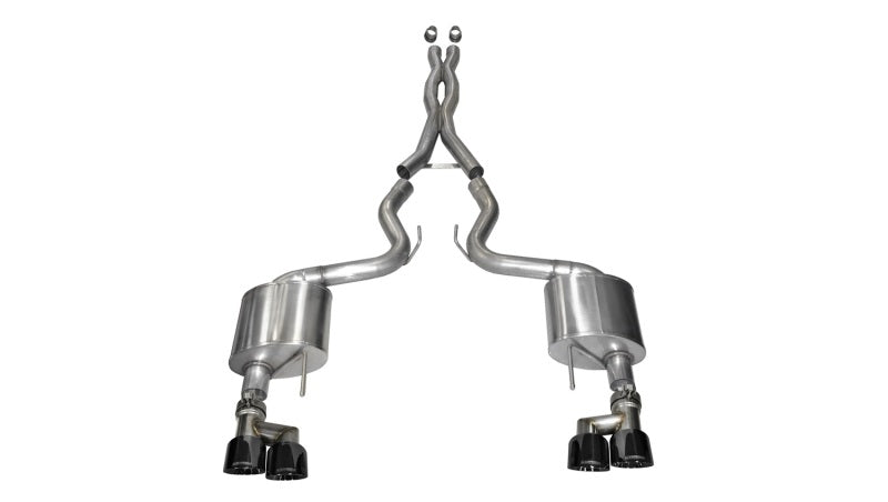 Corsa Performance Cat Back Exhaust Polish Quad Tips for 15-16 Ford Mustang GT 5.0 3in 14335BLK Photo - Primary