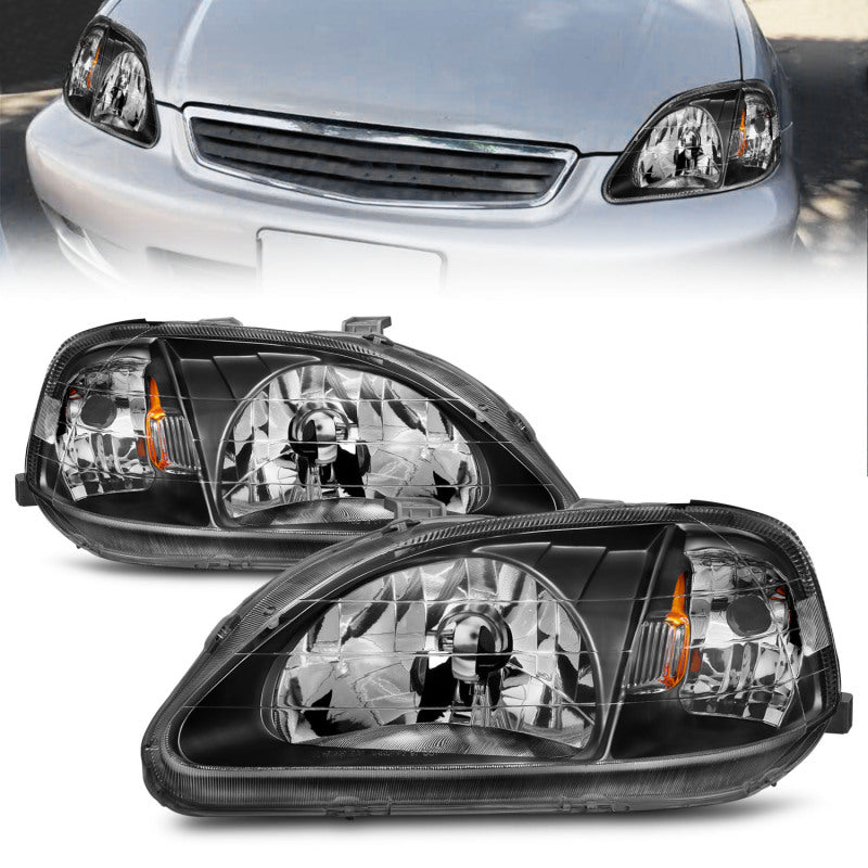 Anzo 1999-2000 Honda Civic Crystal Headlights Black 121070 User 1