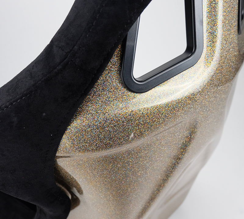 NRG FRP Bucket Seat ULTRA Edition - Large (Black Alcantara/Gold Glitter Back) FRP-302BK-ULTRA FRP-302BK-ULTRA Photo - Primary