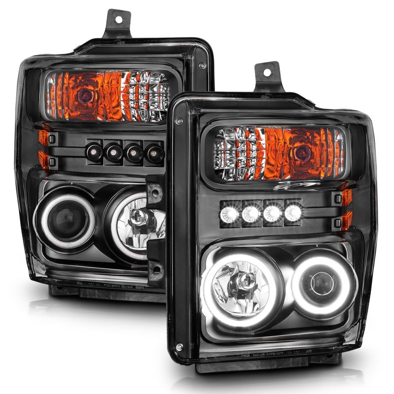 Anzo 2008-2010 Ford F-250 Projector Headlights w/ Halo Black (CCFL) 111168 Photo - Unmounted