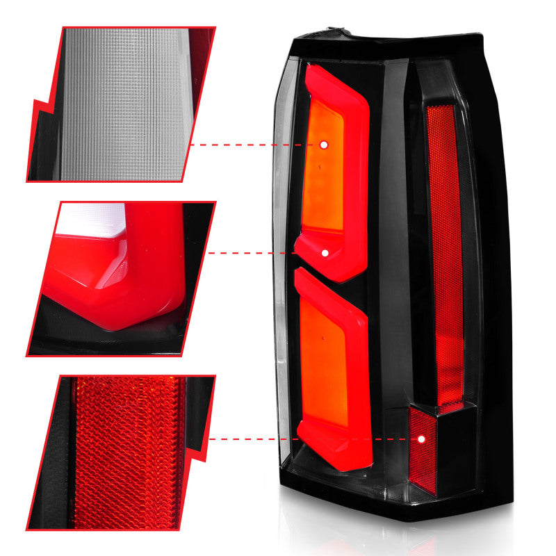 ANZO 2015-2020 Chevrolet Tahoe LED Tail Lights w/ Light Bar Black Housing Clear Lens 311374 311374 User 2