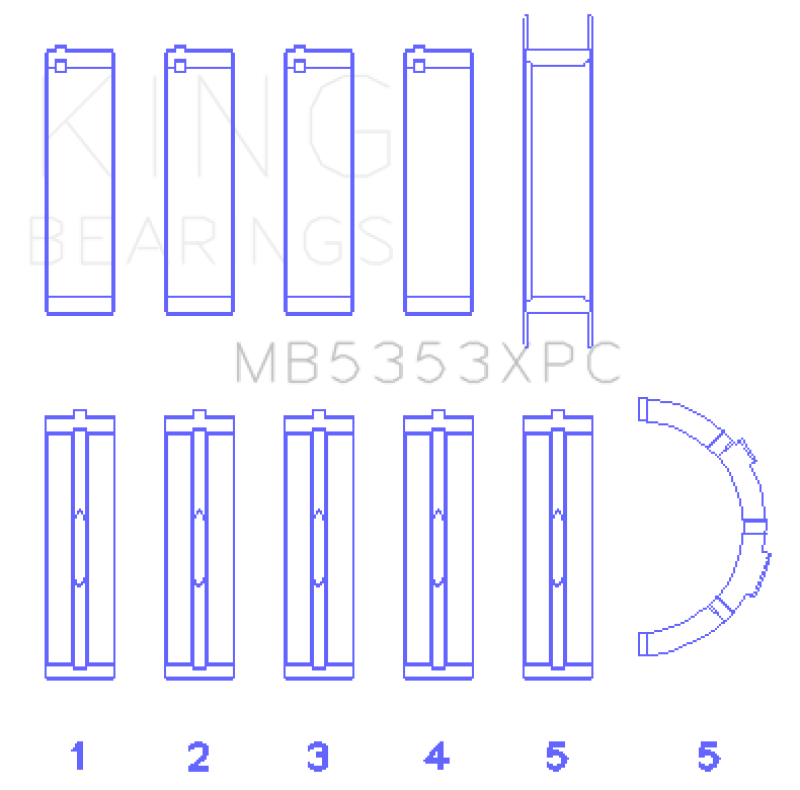 King Engine Bearings Ford 281 4.6L Sohc 16V (Size +.026mm) Main Bearing Set MB5353XPC.026 MB5353XPC.026 Photo - Primary