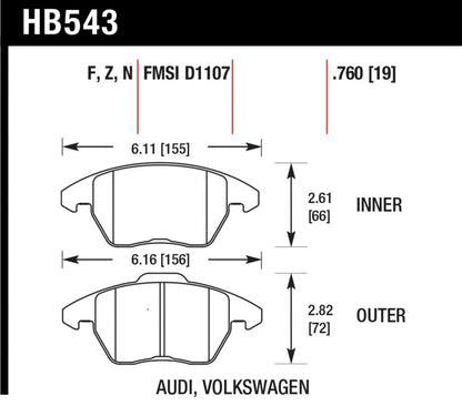 Hawk Performance Hawk 06-11 Audi A3 2.0L Base Front ER-1 Brake Pads HB543D.760 HB543D.760 Photo - Primary
