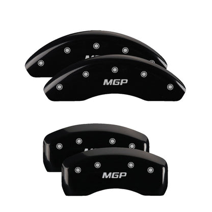 MGP 4 Caliper Covers Engraved Front & Rear MGP Black finish silver ch 15207SMGPBK 15207SMGPBK Photo - Primary
