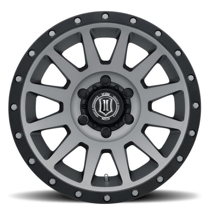 ICON Compression 18x9 5x5 -12mm Offset 4.5in BS Titanium Wheel 2018907345TT 2018907345TT Photo - Close Up