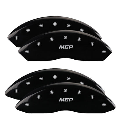 MGP 4 Caliper Covers Engraved Front & Rear MGP Black finish silver ch 39015SMGPBK 39015SMGPBK Photo - Primary