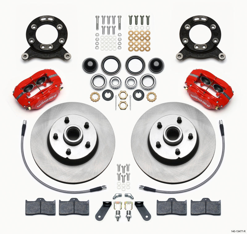 Wilwood Forged Dynalite-M Front Kit 11.30in 1 PC Rotor&Hub Red 1970-1973 Mustang Disc & Drum Spindle 140-13477-R 140-13477-R Photo - Primary
