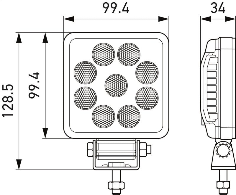 Hella ValueFit LED Work Light PS1000 LED MV CR LT 357114002 357114002 Technical Drawing