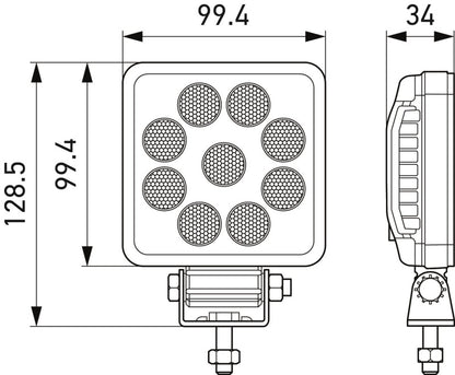Hella ValueFit LED Work Light PS1000 LED MV CR LT 357114002 357114002 Technical Drawing